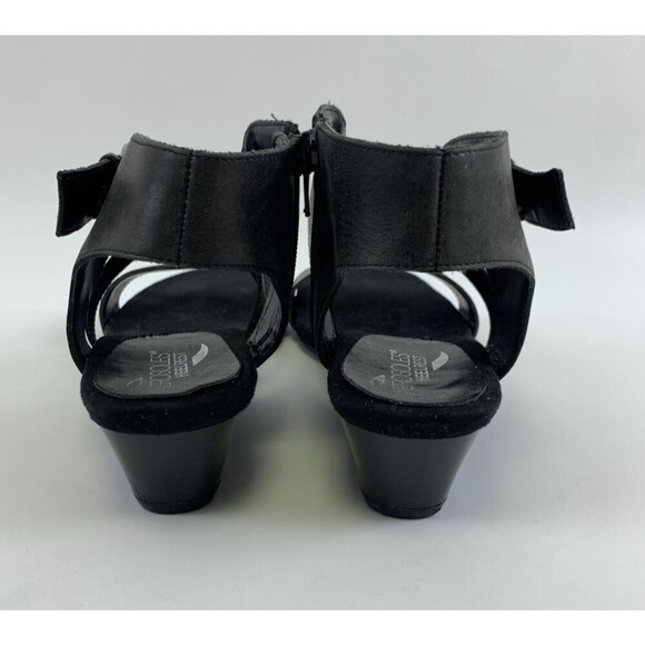 Aerosoles Propryetor Heel Rest Wedge Sandals Black Leather Buckle Zip Womens 9 - Picture 5 of 14